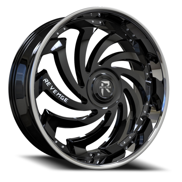 RL-108 BSSL Gloss Black Chrome-Stainless-Steel-Lip