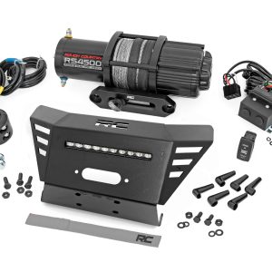 Rough Country Winch Plate 4500-LB Winch 10β³ Black Slimline Honda Pioneer 520