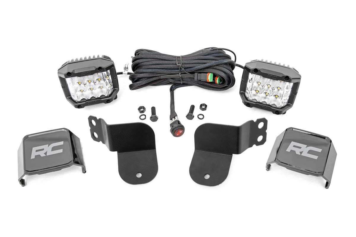 Rough Country LED Light Kit Cage Mount 3β³ OSRAM Wide Angle Polaris General XP 4 1000