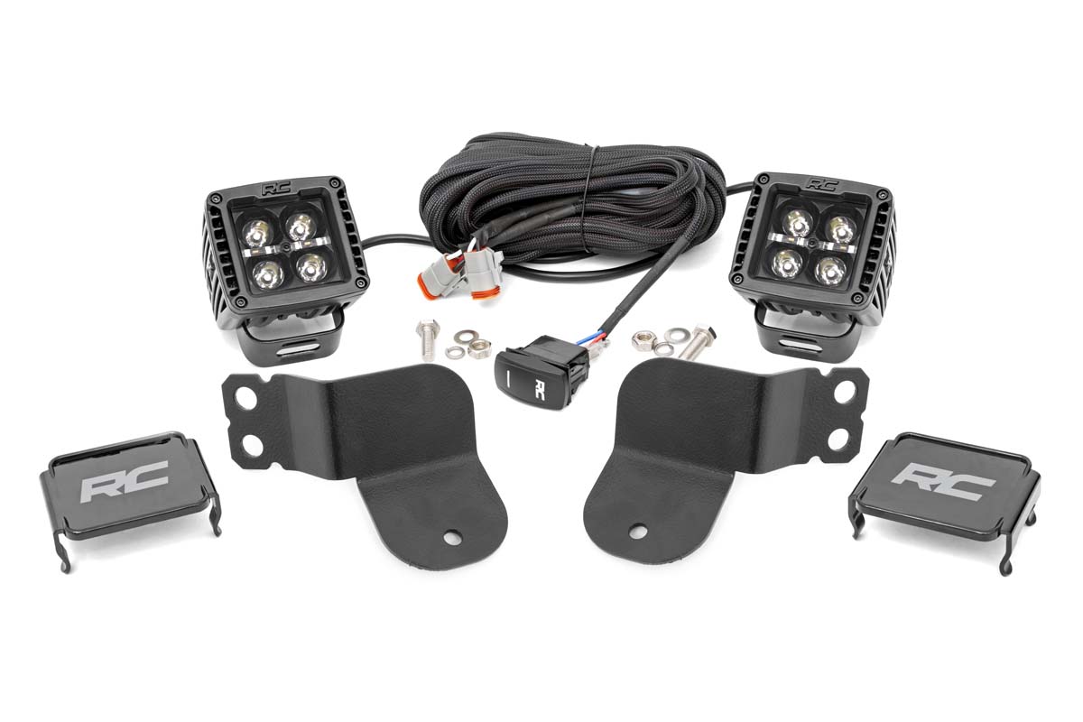 Rough Country LED Light Kit Cage Mount 2β³ Black Pair White DRL Polaris General XP 4 1000