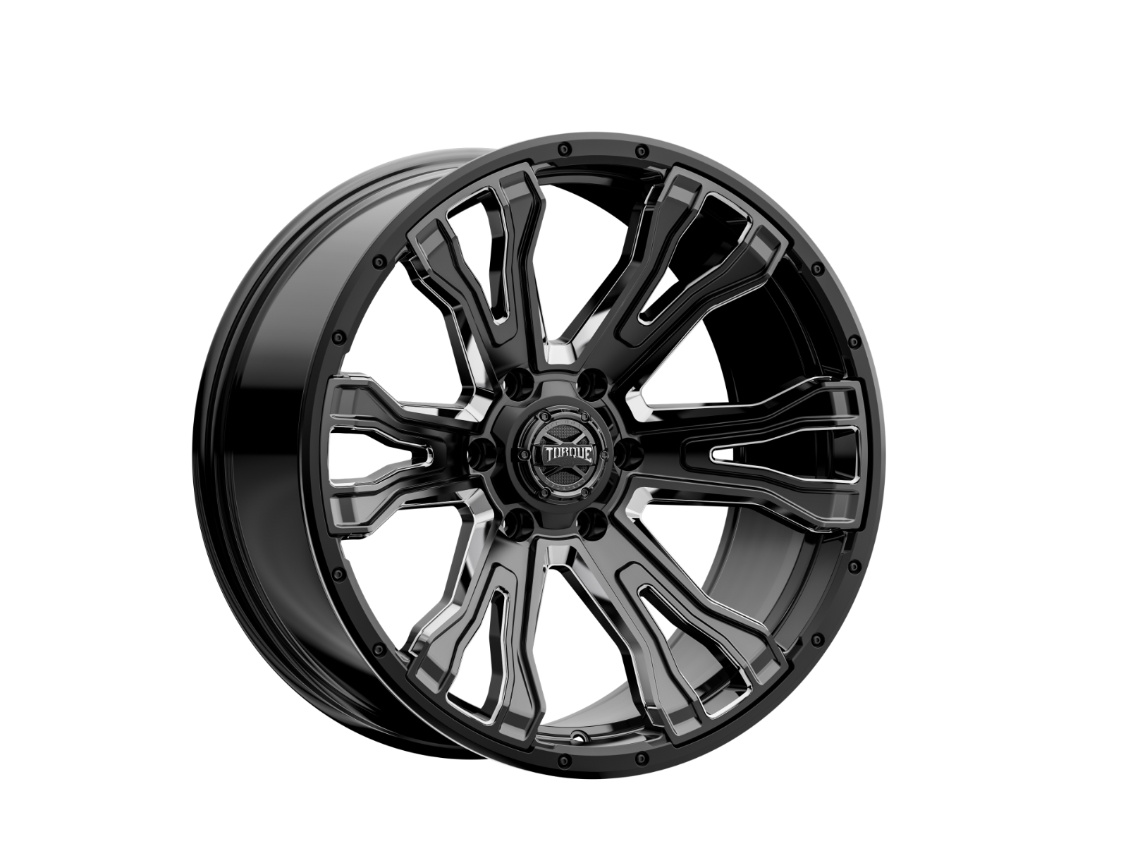 Rough Country Torque Prime Gloss Black w/Milled Accent 20x9 6x5.5 -12mm