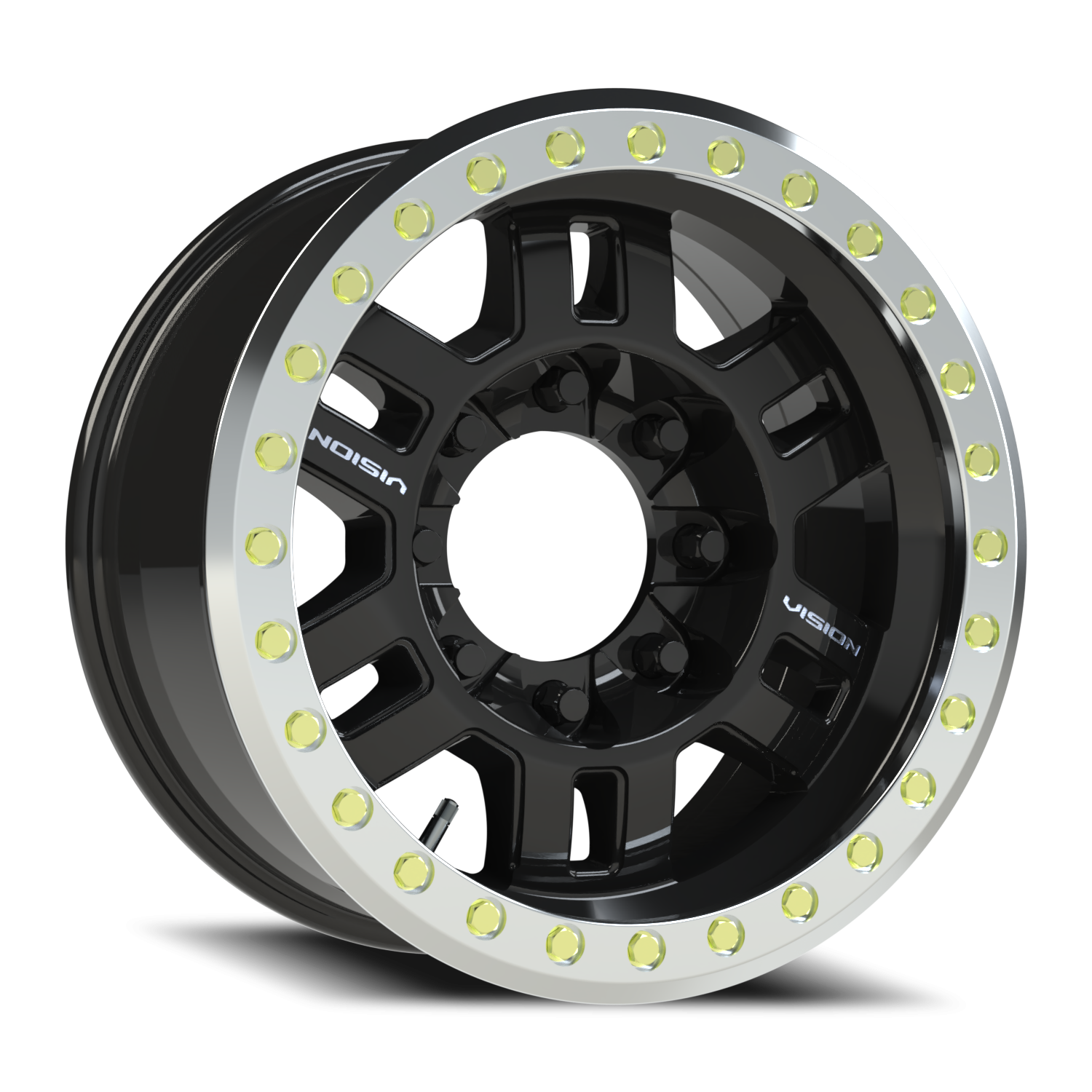 Vision 398 17x8.5 8x170 -15 Gloss Black / Machined Ring