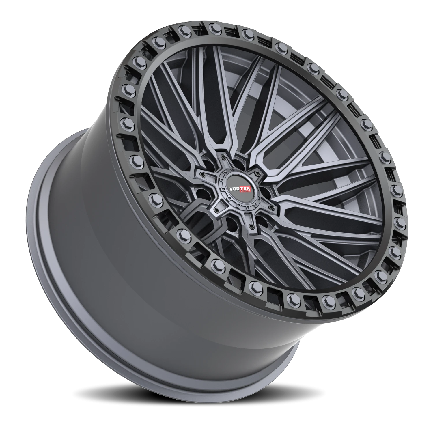 Vortek Offroad VRT-608 MTB 17x9 +0 6x135 Matte Titanium / Black Bead Ring - Image 2