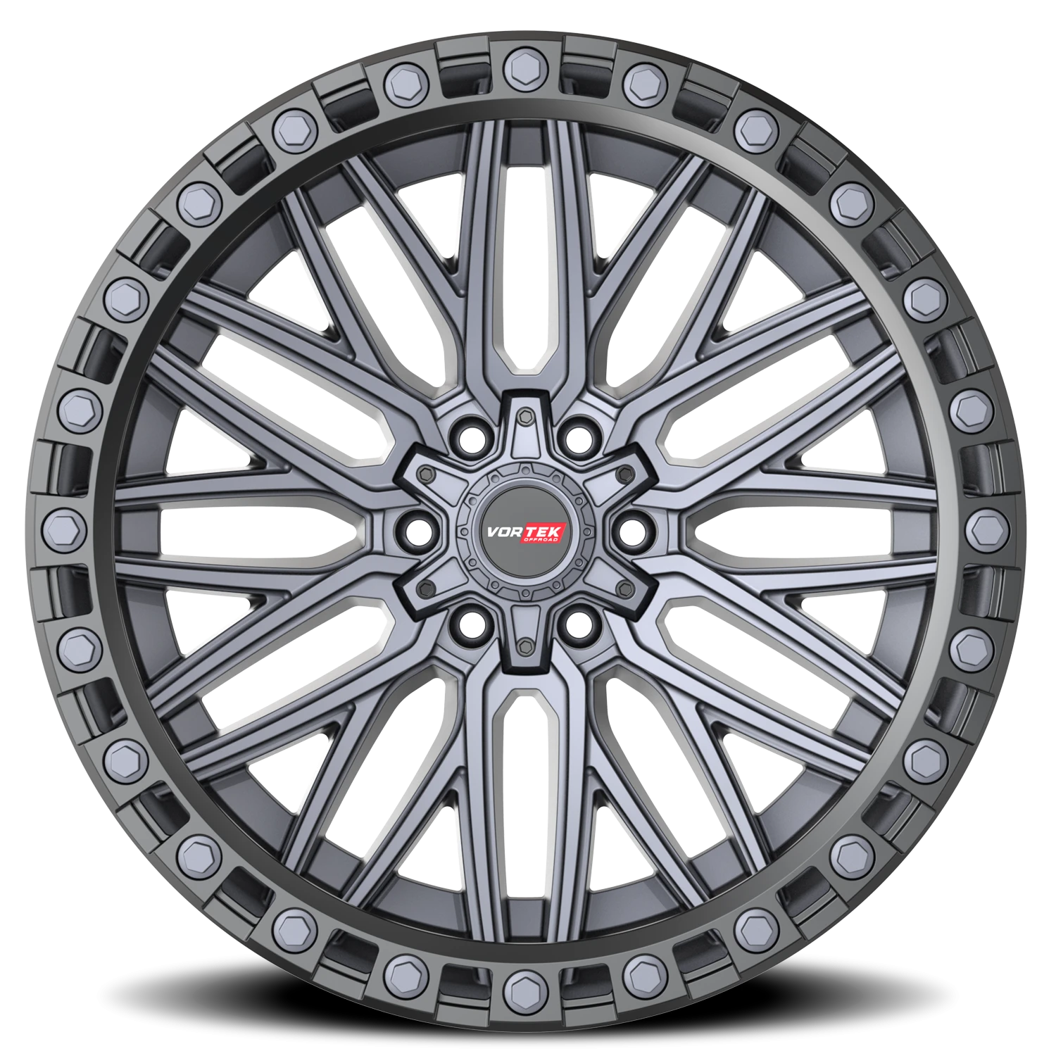 Vortek Offroad VRT-608 MTB 17x9 +0 6x135 Matte Titanium / Black Bead Ring - Image 3