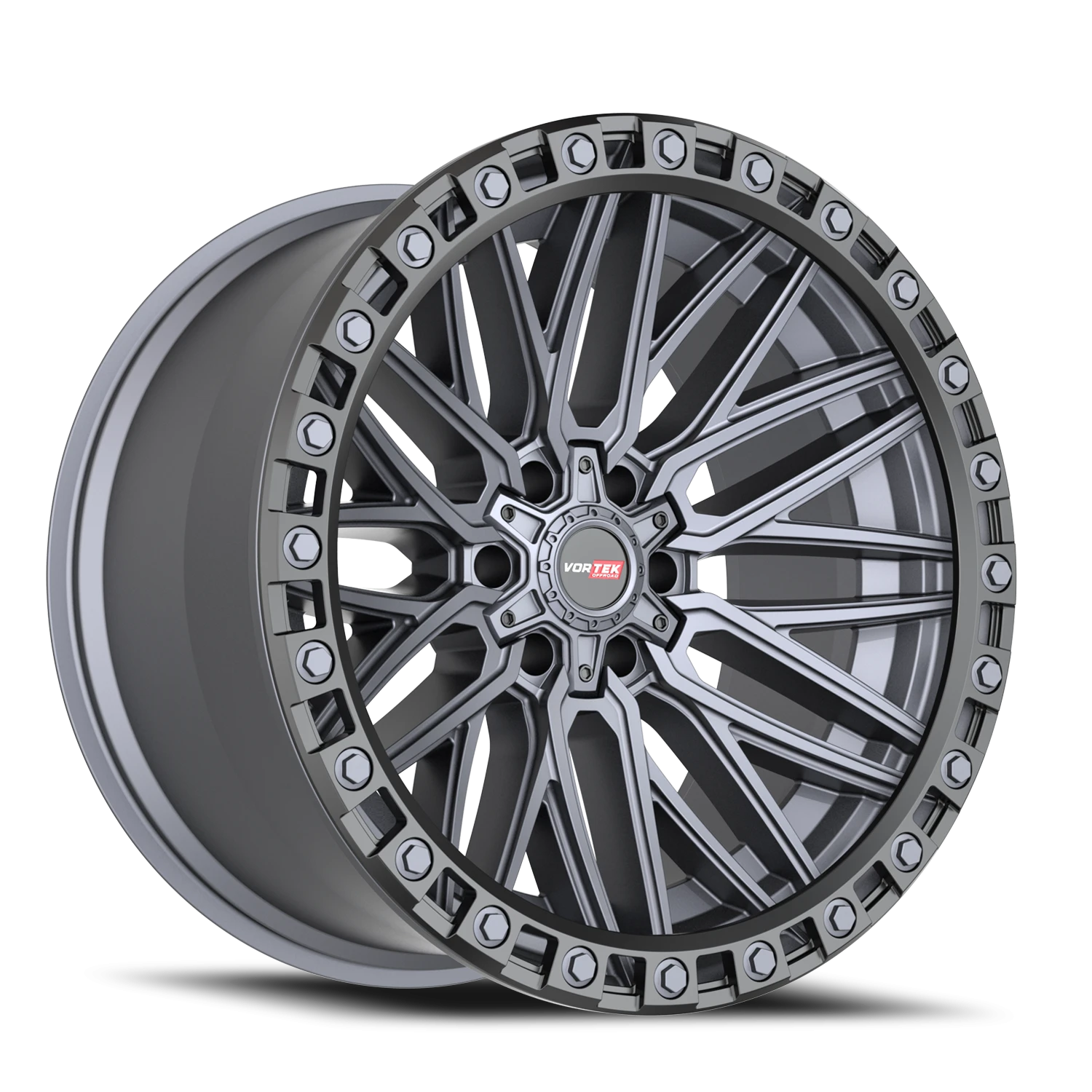 Vortek Offroad VRT-608 MTB 17x9 +0 6x135 Matte Titanium / Black Bead Ring