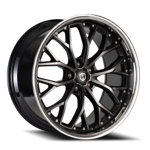 Curva Concepts CFF76 20x8.5 5x114.3 +35 Gloss Black / Machined Face-Dark Tint-Stainless Lip