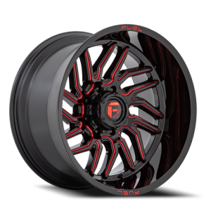 Fuel Hurricane D808 20x10 +-18 8x165.1 Gloss Black / Red Milled