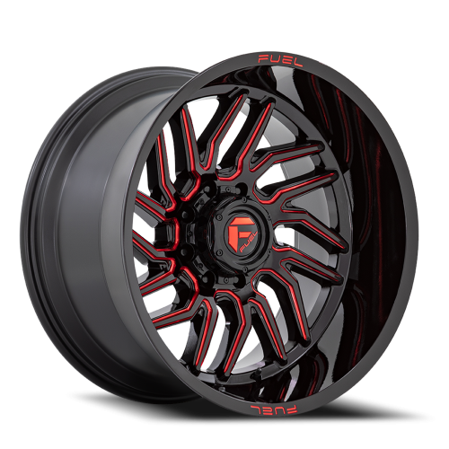 Fuel Hurricane D808 22x12 +-44 8x165.1 Gloss Black / Red Milled