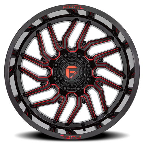 Fuel Hurricane D808 22x12 +-44 8x165.1 Gloss Black / Red Milled - Image 3