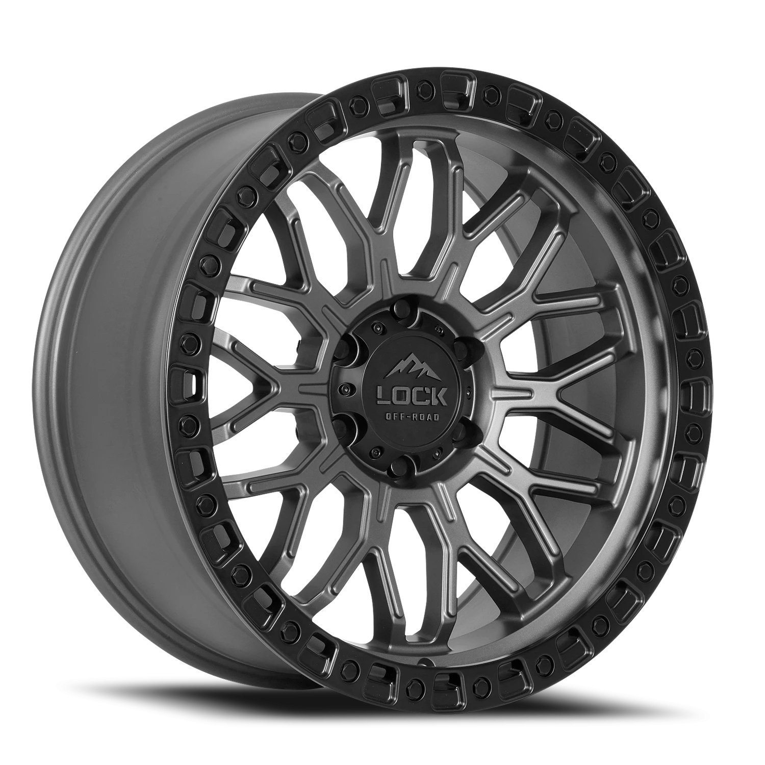 Lock Offroad Combat 17x9 5x127 -12 Matte Grey / Matte Black Ring