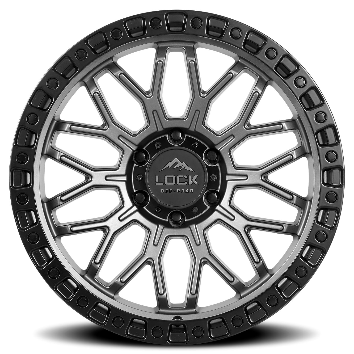 Lock Offroad Combat 17x9 5x127 -12 Matte Grey / Matte Black Ring - Image 3
