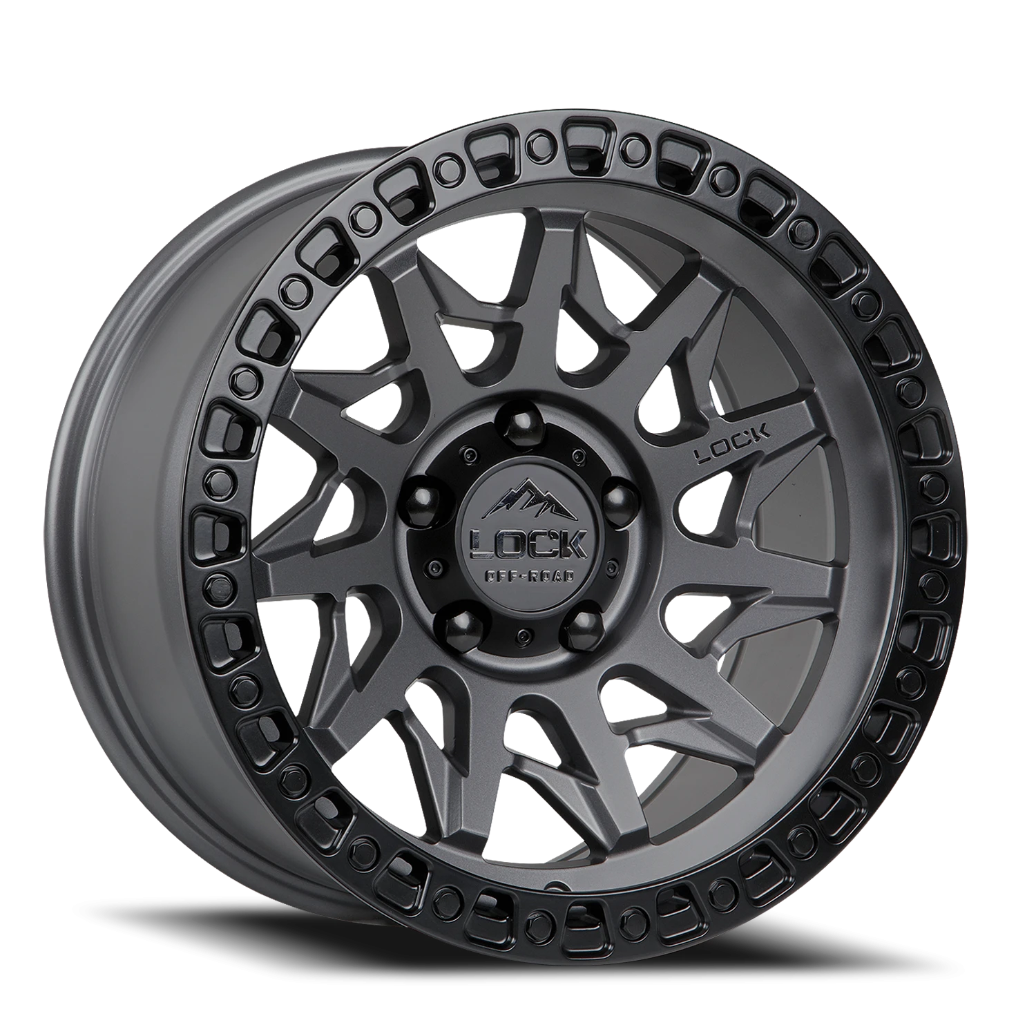Lock Offroad Lunatic 17x9 5x127 -12 Matte Grey / Matte Black Ring