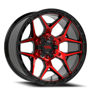 Off-Road Monster M40 20x10 6x135/6x139.7 -19 Gloss Black / Candy Red Machined
