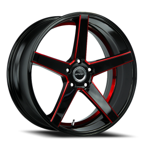 Strada Perfetto 20x8.5 5x115 +20 Gloss Black / Candy Red Milled