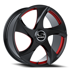 Strada Vino 20x9 5x100/5x114.3 +30 Gloss Black / Candy Red Milled