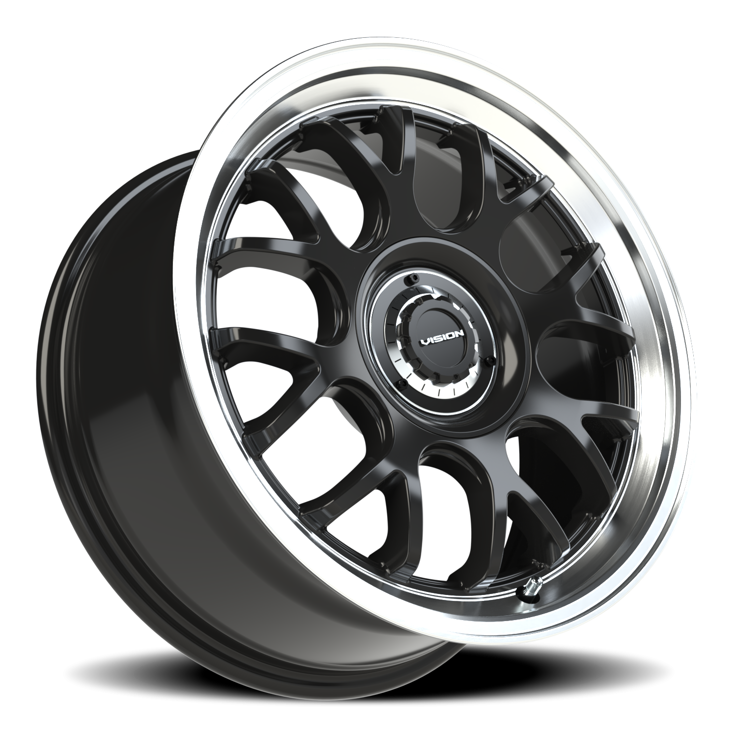 Vision 478 17x8 5x112/5x120 +38 Gloss Black / Brushed Lip - Image 2