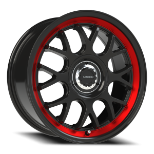 Vision 478 17x8 5x112/5x120 +38 Gloss Black / Red Tint Brushed Lip
