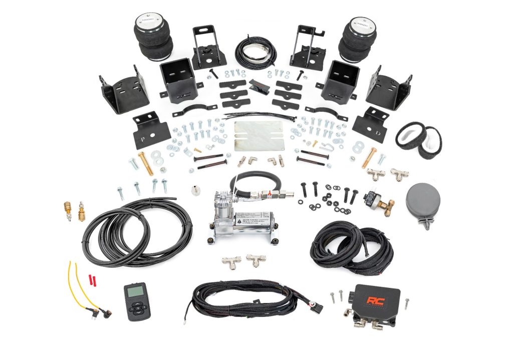 Rough Country Air Spring Kit w/compressor Wireless Controller 3-6″ Lifts Ford F-250/F-350 Super Duty (05-16)