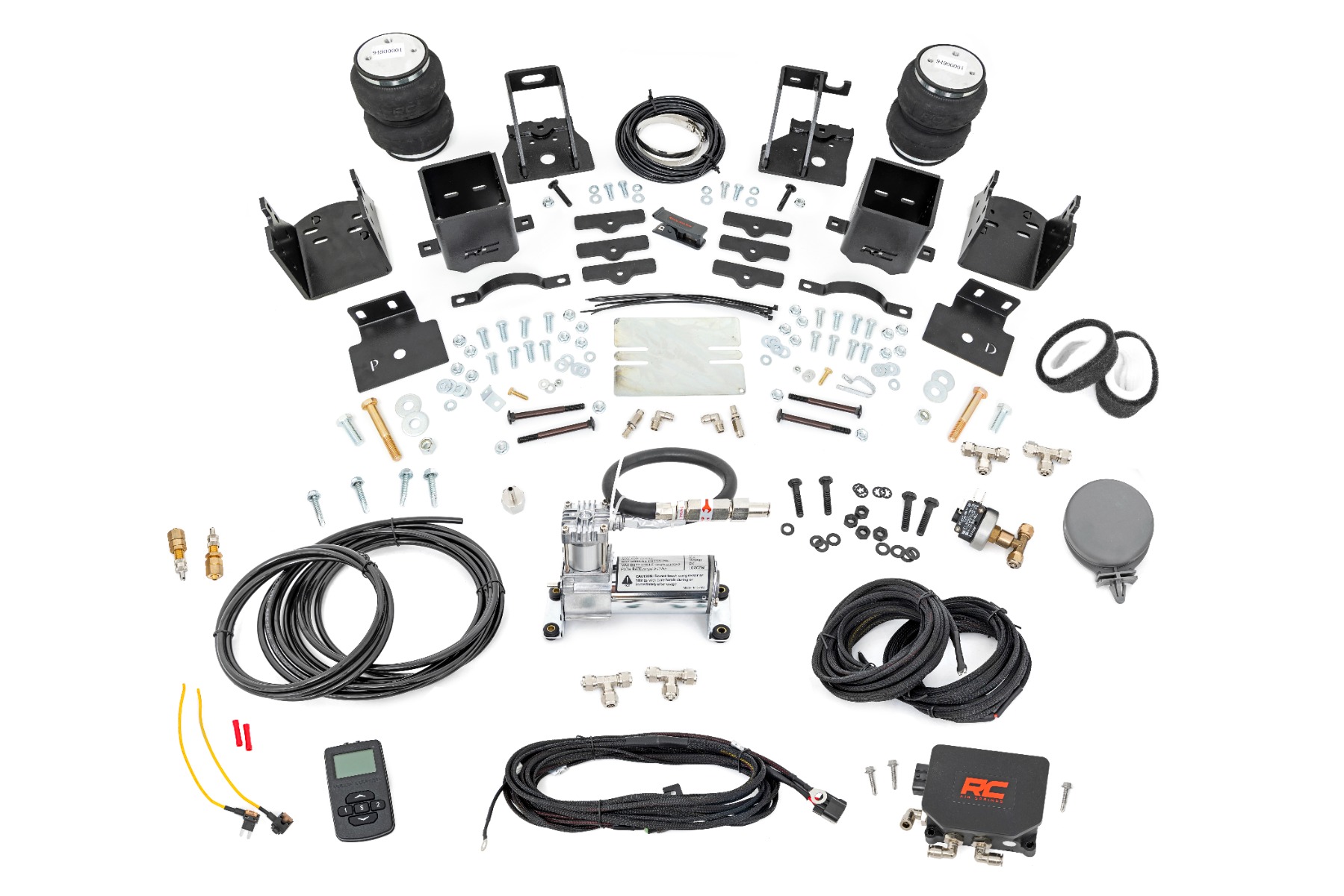 Rough Country Air Spring Kit w/compressor Wireless Controller 3-6β³ Lifts Ford F-250/F-350 Super Duty (05-16)
