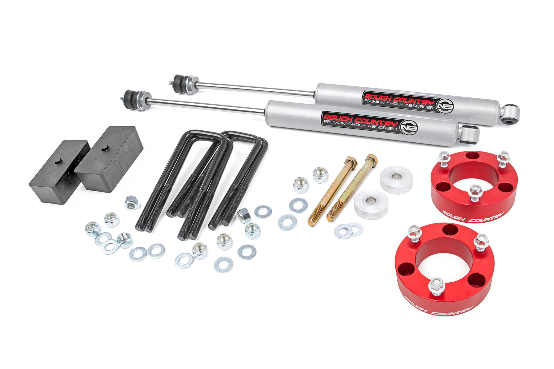Rough Country 3 Inch Lift Kit Red Spacer Toyota Tacoma 2WD/4WD (2005-2023)