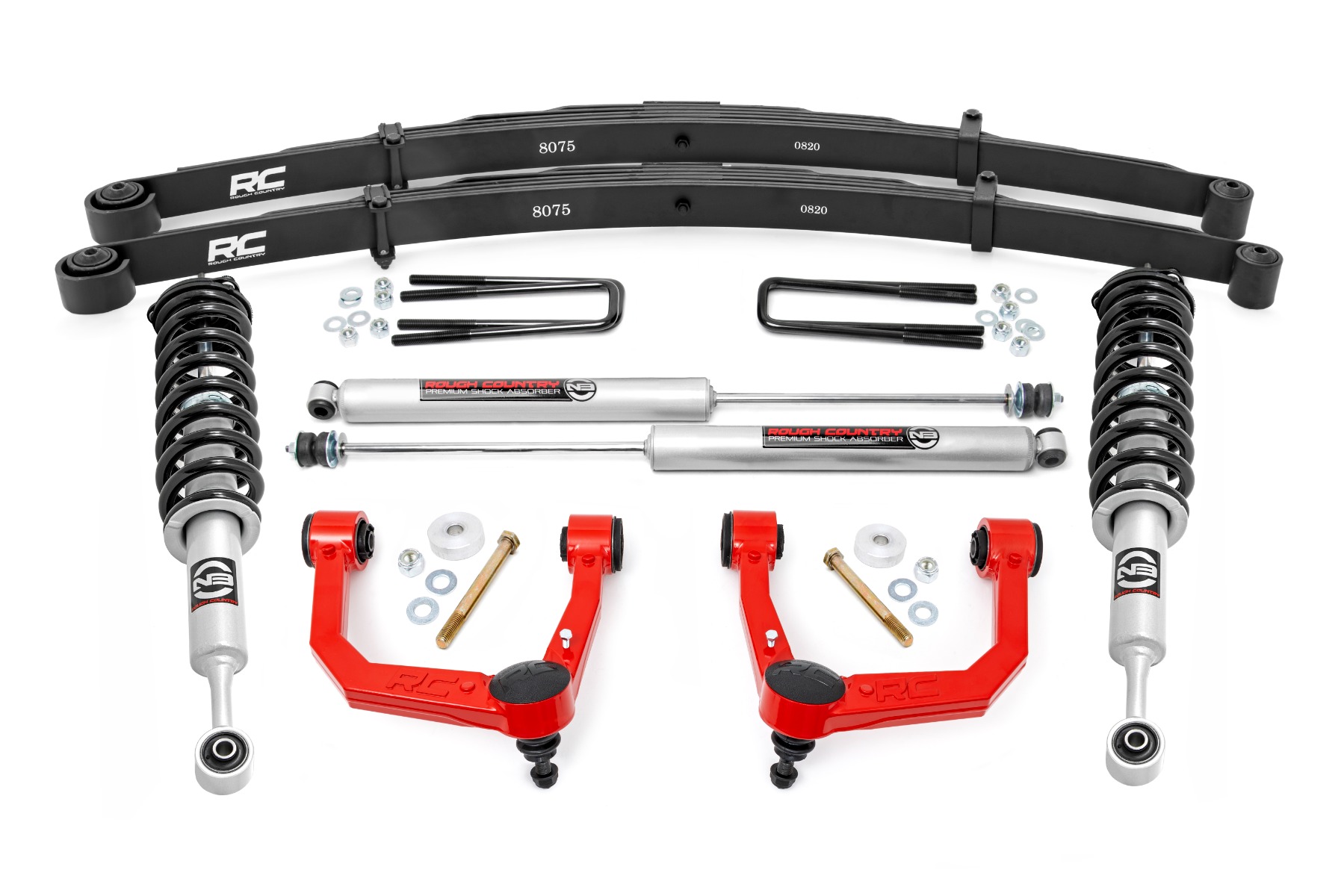 Rough Country 3.5 Inch Lift Kit Red UCA N3 Struts Toyota Tacoma 2WD/4WD (2005-2023)
