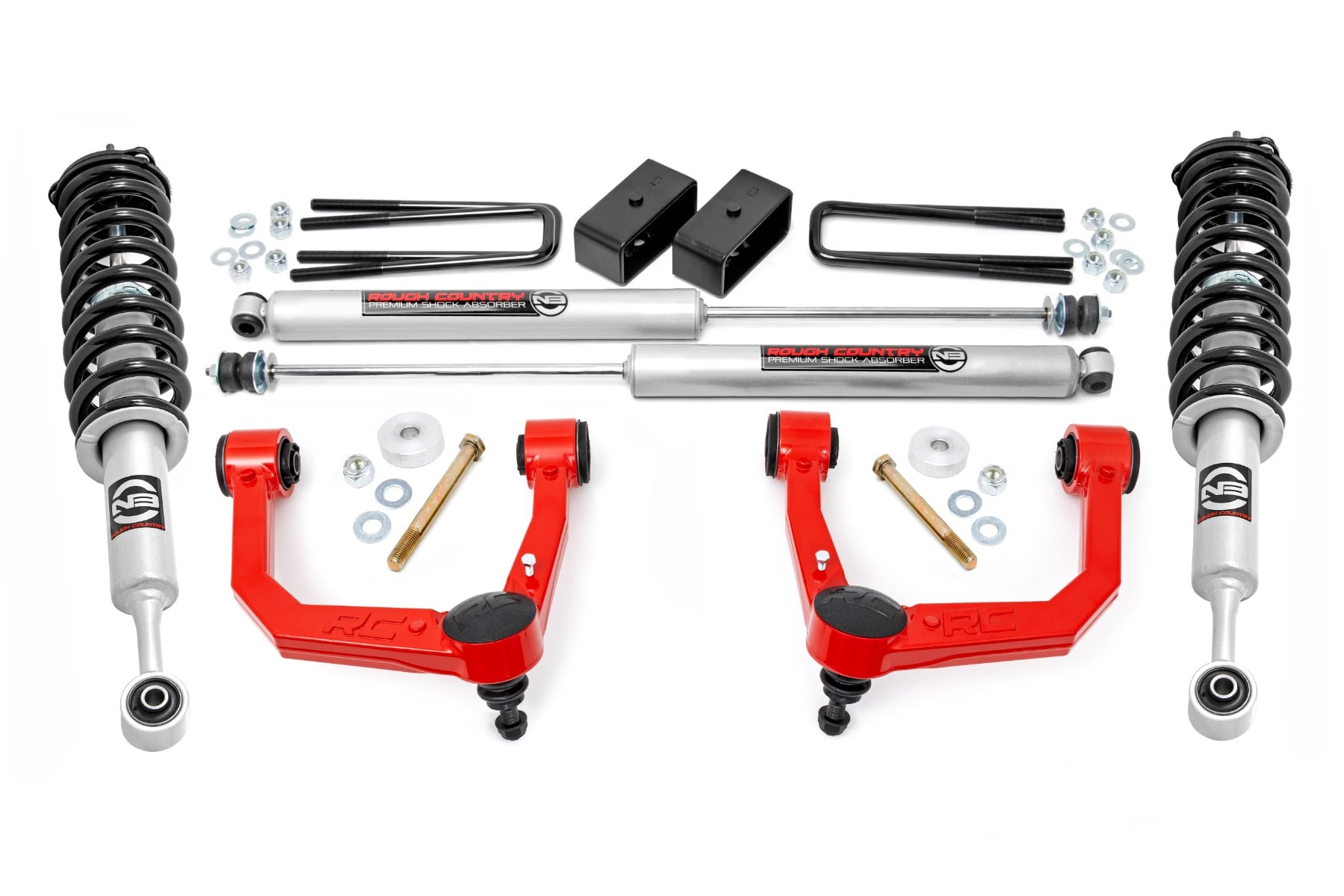 Rough Country 3.5 Inch Lift Kit Red UCA N3 Struts Toyota Tacoma 2WD/4WD (2005-2023)