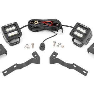 Rough Country LED Light Kit Ditch Mount 2β³ Black Pair Flood Toyota Tacoma (16-23)