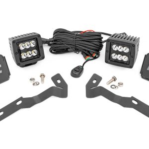 Rough Country LED Light Kit Ditch Mount 2β³ Black Pair Spot Toyota Tacoma (16-23)