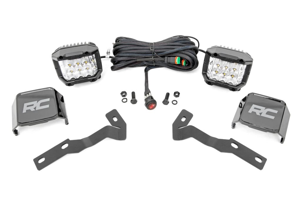 Rough Country LED Light Kit Ditch Mount 3″ OSRAM Wide Toyota Tacoma 2WD/4WD (16-23)