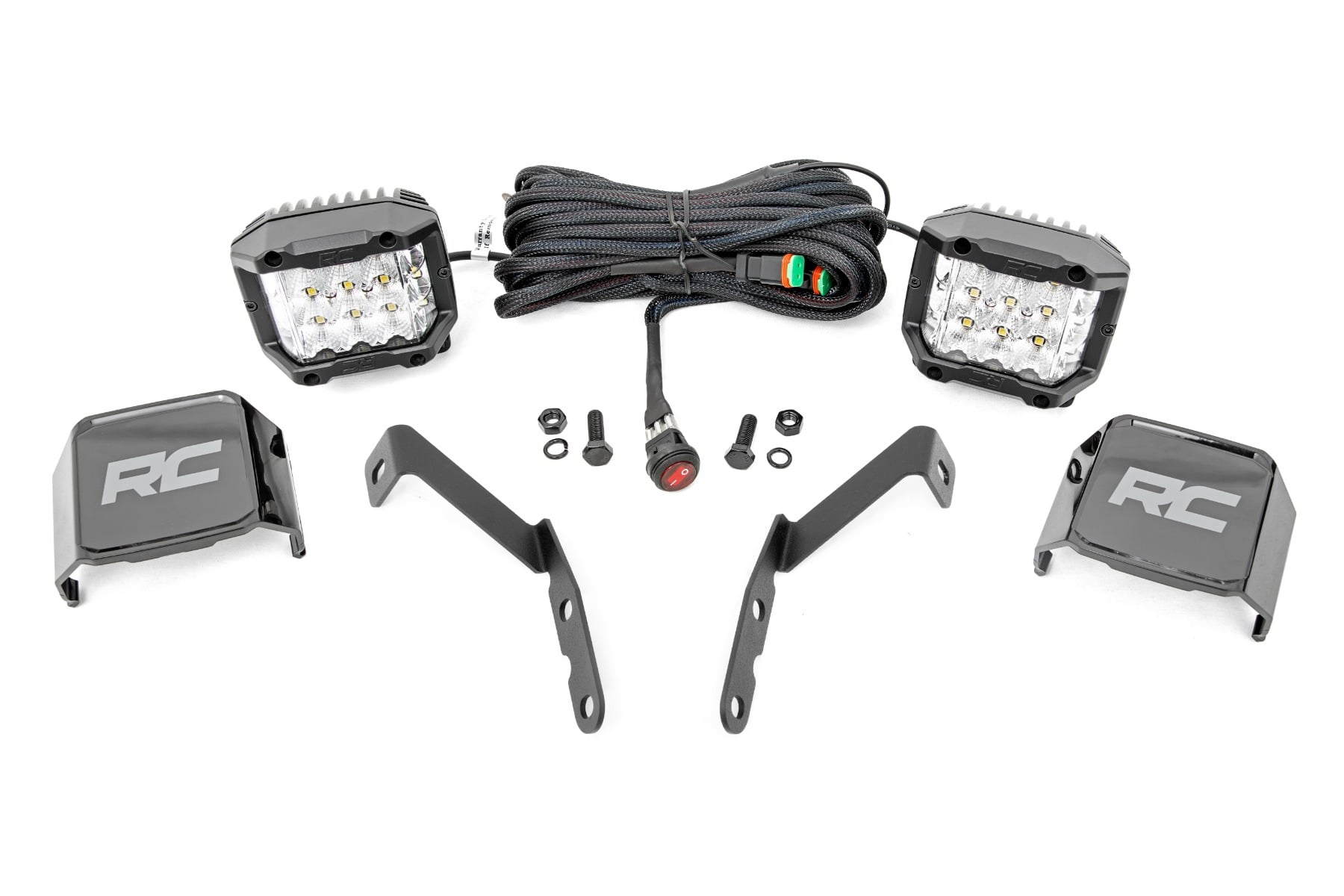 Rough Country LED Light Kit Ditch Mount 3β³ OSRAM Wide Chevy 1500 & Chevy/GMC 2500HD/3500HD (07-14)