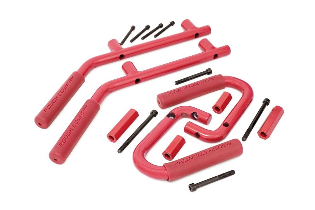 Rough Country Grab Handles Steel FR & RR Red Jeep Wrangler JK/Wrangler Unlimited (07-18)