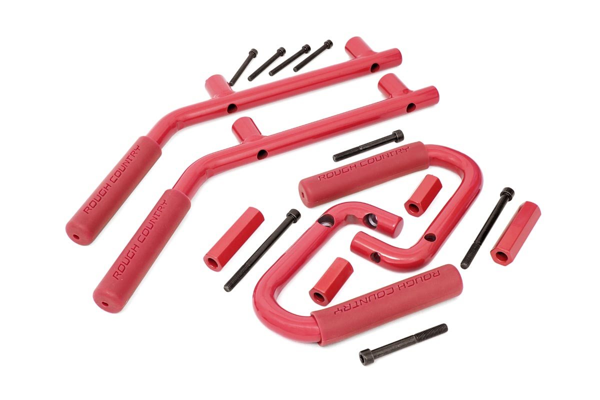 Rough Country Grab Handles Steel FR & RR Red Jeep Wrangler JK/Wrangler Unlimited (07-18)