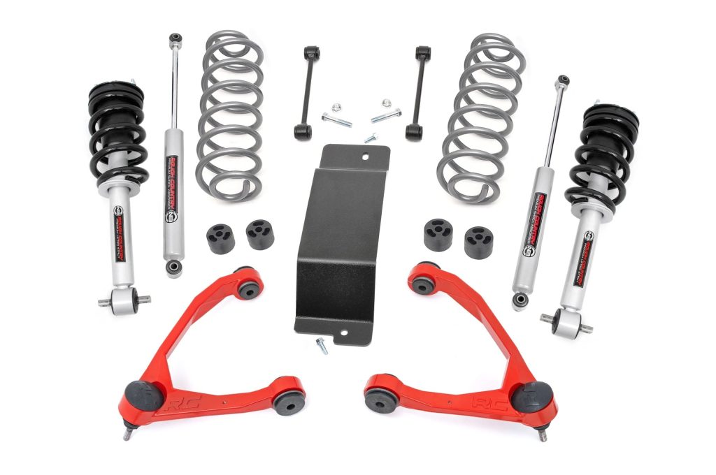 Rough Country 3.5 Inch Lift Kit N3 Struts Forged UCAs RED Chevy/GMC SUV 1500 (07-20)