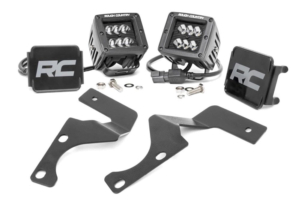 Rough Country LED Light Kit Ditch Mount 2″ Black Flood Pair Toyota 4Runner (10-24)