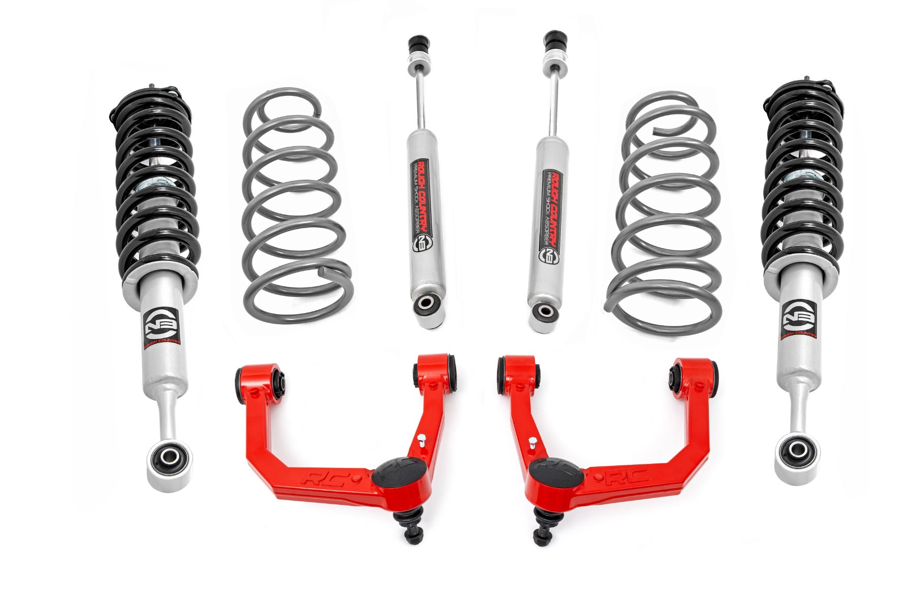 Rough Country 3 Inch Lift Kit Upper Control Arms RR Coils N3 Struts Toyota 4Runner (10-24)
