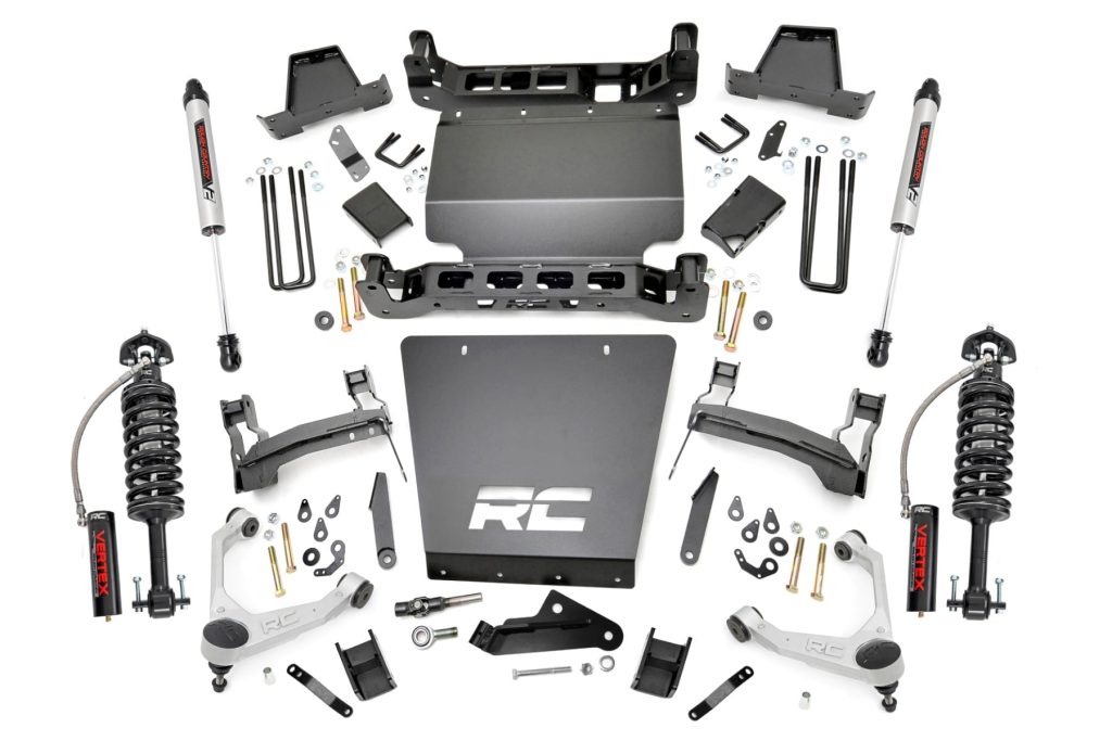 Rough Country 7 Inch Stamped Steel LCA Lift Kit Forged UCA Bracket Vertex/V2 Shks Chevy/GMC 1500 (16-18)