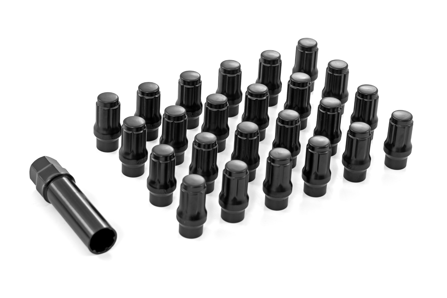 Rough Country M12 x 1.5 Lug Nut Set of 24 Black Closed End Extended Thread