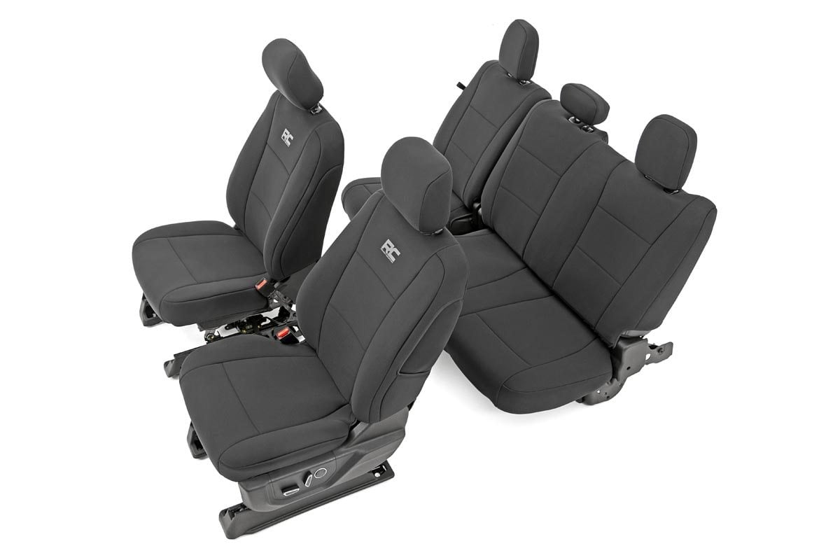 Rough Country Seat Covers FR Bucket and RR Bench Ford F-150/Lightning/F-250/F-350 (15-26)