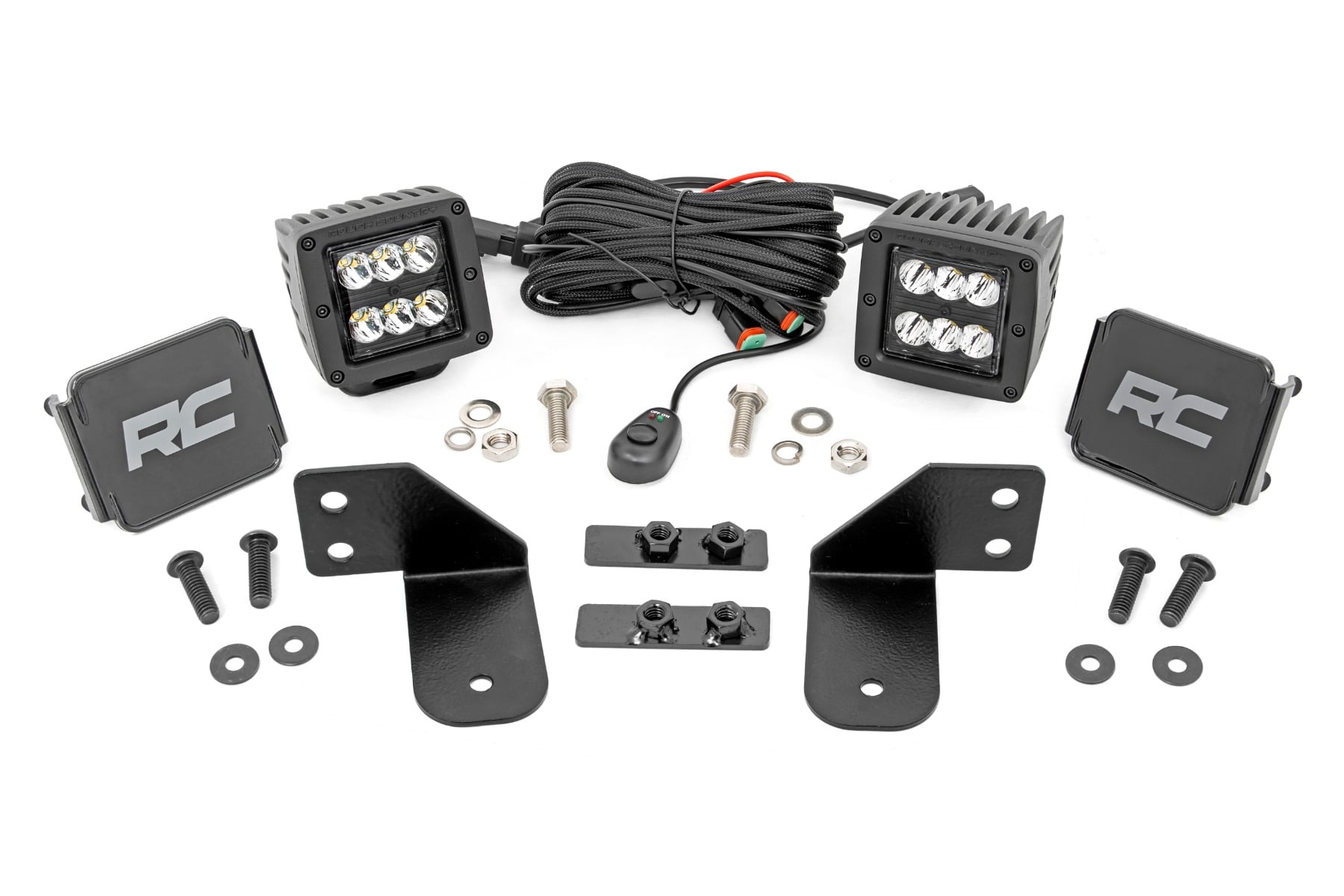 Rough Country LED Light RR Cage Mount 2β³ Black Spot Pair Polaris Ranger 1000/Ranger XP 900/1000