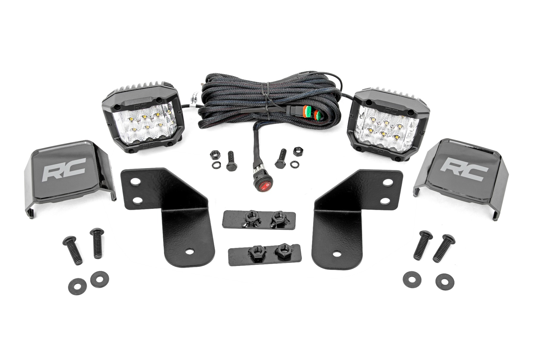 Rough Country LED Light RR Cage Mount 2β³ Chrome Pair Wide Angle Polaris Ranger 1000/Ranger XP 900/1000
