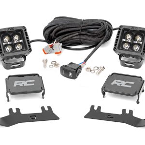 Rough Country LED Ditch Light Kit 2in Black Pair White DRL Chevy/GMC 1500 (14-18 & Classic)