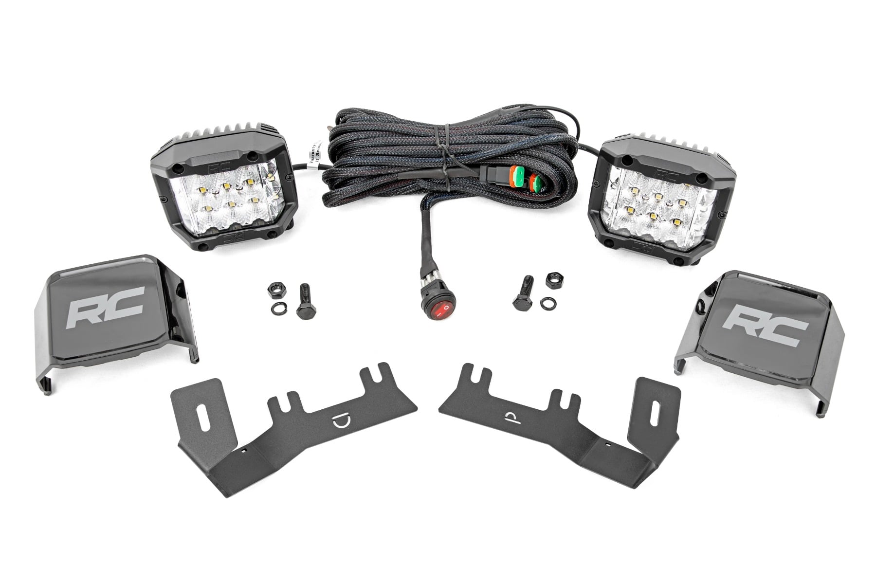 Rough Country LED Ditch Light Kit 3in OSRAM Pair Wide Chevy/GMC 1500 (14-18 & Classic)