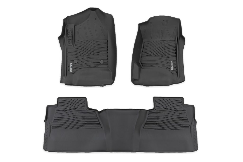 Rough Country Flex-Fit Floor Mats FR & RR FR Bucket Crew Chevy/GMC 1500/2500HD/3500HD 2WD/4WD