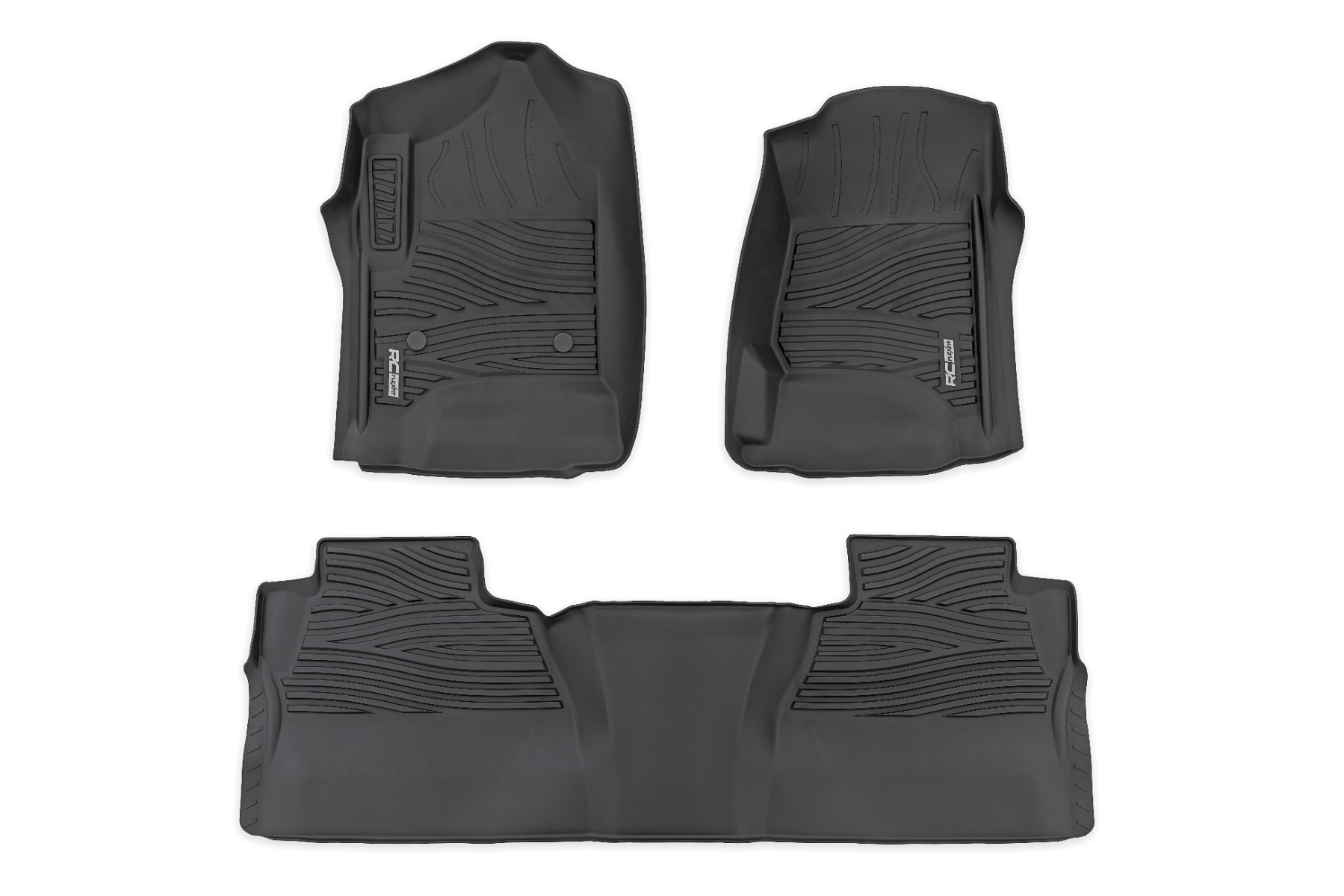 Rough Country Flex-Fit Floor Mats FR & RR FR Bucket Crew Chevy/GMC 1500/2500HD/3500HD 2WD/4WD