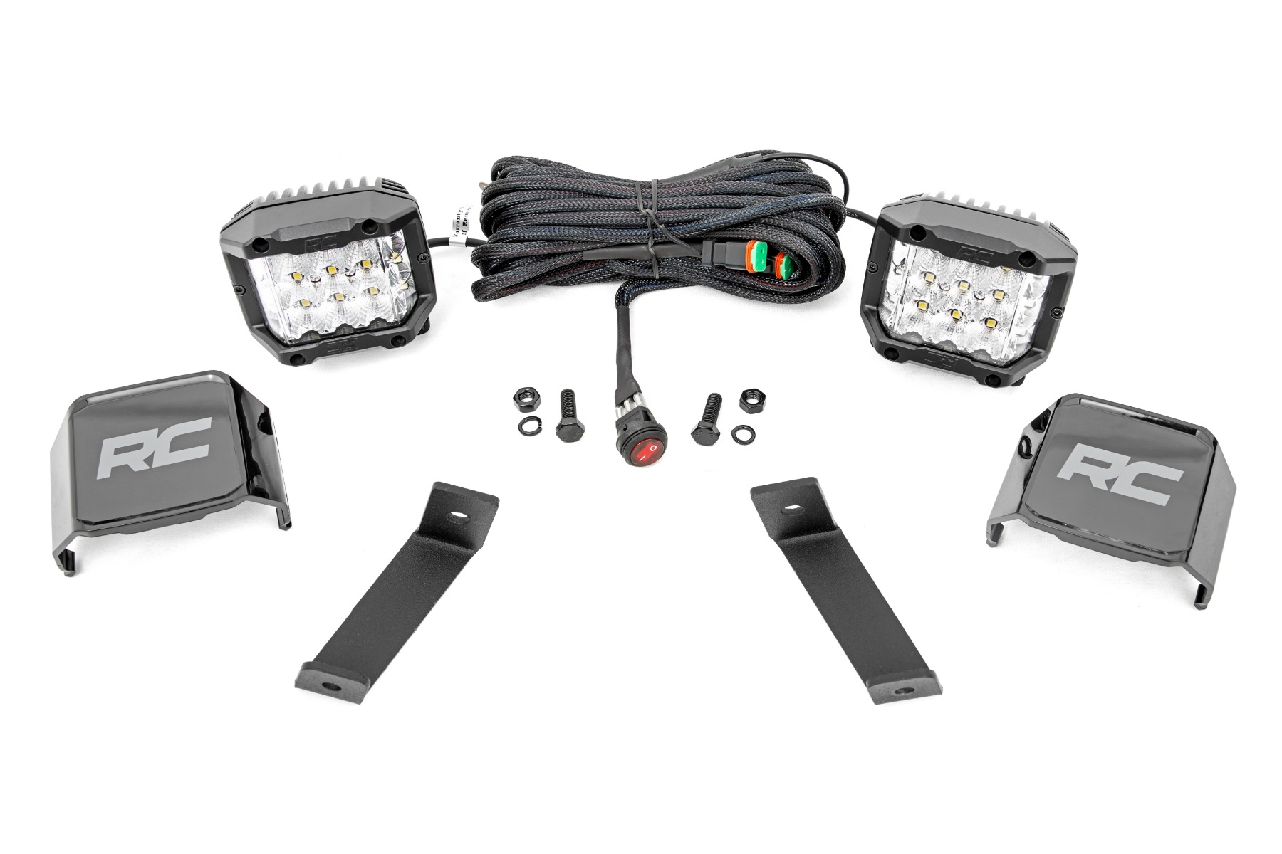 Rough Country LED Light Kit Ditch Mount 3β³ OSRAM Wide Jeep Cherokee KL (14-21)