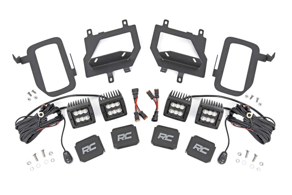 Rough Country LED Light Kit Fog Mount Dual 2″ Black Pairs Flood Ford F-150 (15-17)