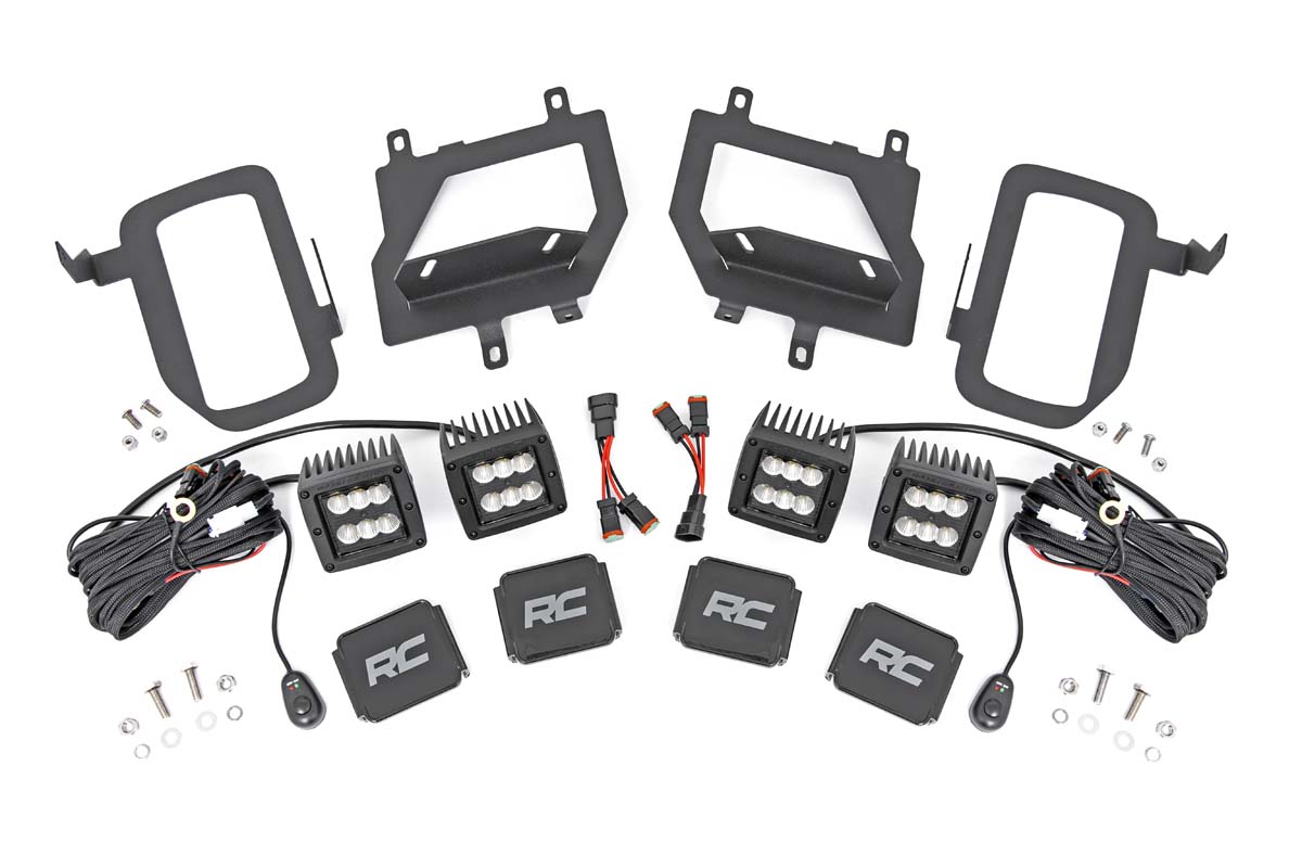 Rough Country LED Light Kit Fog Mount Dual 2β³ Black Pairs Flood Ford F-150 (15-17)