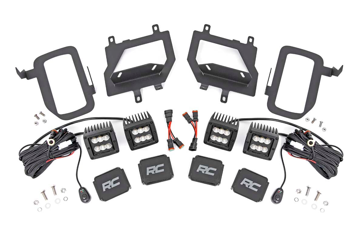 Rough Country LED Light Kit Fog Mount Dual 2β³ Black Pairs Spot/Flood Ford F-150 (15-17)
