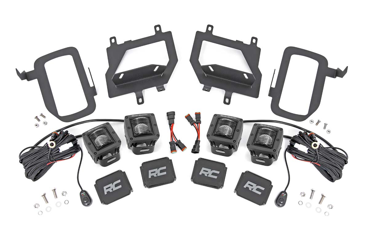 Rough Country LED Light Kit Fog Mount Dual 2β³ Black Pairs SAE Ford F-150 (15-17)