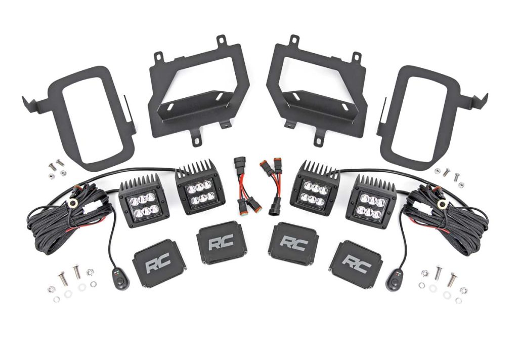 Rough Country LED Light Kit Fog Mount Dual 2″ Black Pairs Spot Ford F-150 (15-17)